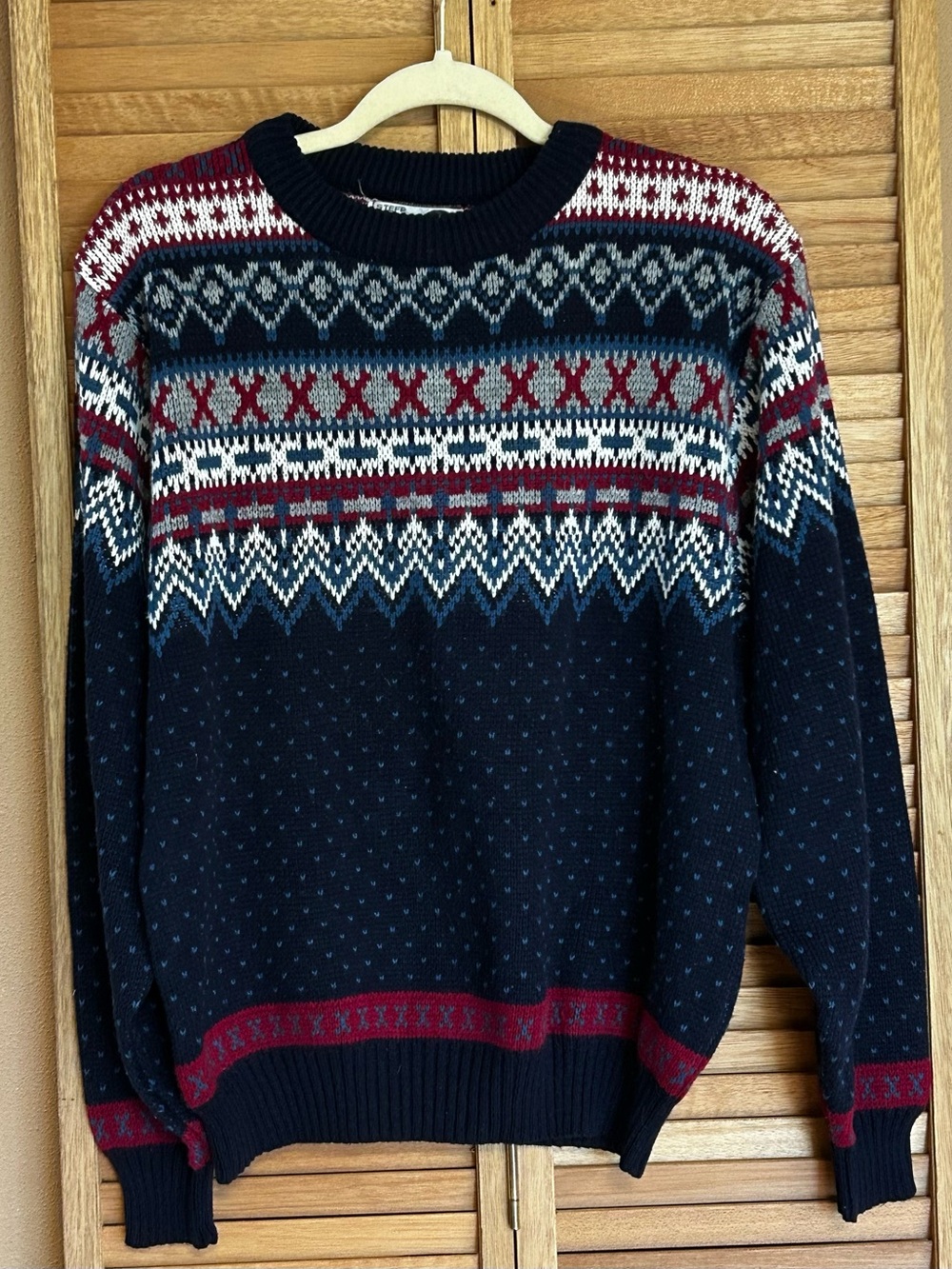 Mens size Large Vintage Steep Slopes Ski Sweater wool fair isle